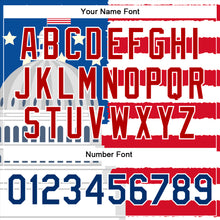 Laden Sie das Bild in den Galerie-Viewer, Custom White US Navy Blue Red-Royal American Flag Fashion United States Congress Building 3D Pattern Design Bomber Full-Snap Varsity Letterman Jacket