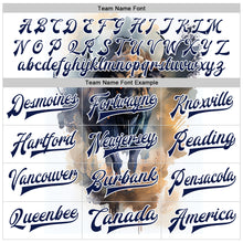 Laden Sie das Bild in den Galerie-Viewer, Custom White Navy A Bull With Horns 3D Pattern Design Bomber Full-Snap Varsity Letterman Jacket