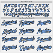 Загрузить изображение в средство просмотра галереи, Custom White Black Pinstripe Light Blue Bomber Full-Snap Varsity Letterman Jacket