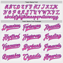 Load image into Gallery viewer, Custom White Black Pinstripe Purple-Pink Bomber Full-Snap Varsity Letterman Jacket