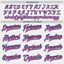 Загрузить изображение в средство просмотра галереи, Custom White Black Pinstripe Sky Blue-Pink Bomber Full-Snap Varsity Letterman Jacket