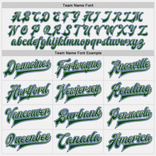 Laden Sie das Bild in den Galerie-Viewer, Custom White Royal Pinstripe Green-Cream Bomber Full-Snap Varsity Letterman Jacket