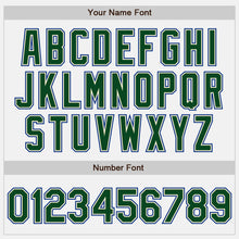 Laden Sie das Bild in den Galerie-Viewer, Custom White Royal Pinstripe Green-Cream Bomber Full-Snap Varsity Letterman Jacket