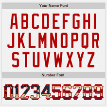 Load image into Gallery viewer, Custom White Red Pinstripe Vintage USA Flag Bomber Full-Snap Varsity Letterman Jacket