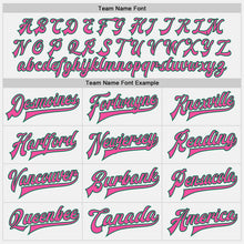 Load image into Gallery viewer, Custom White Kelly Green Pinstripe Pink Bomber Full-Snap Varsity Letterman Jacket