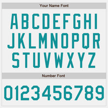 Load image into Gallery viewer, Custom White Teal Pinstripe Teal Bomber Full-Snap Varsity Letterman Jacket