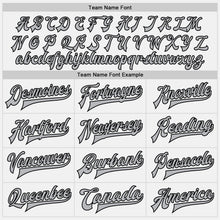 Загрузить изображение в средство просмотра галереи, Custom White Purple Pinstripe Gray-Black Bomber Full-Snap Varsity Letterman Jacket