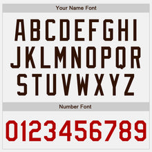 Загрузить изображение в средство просмотра галереи, Custom White Brown Pinstripe Red Bomber Full-Snap Varsity Letterman Jacket