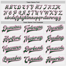 Загрузить изображение в средство просмотра галереи, Custom White Green Pinstripe Pink Bomber Full-Snap Varsity Letterman Jacket