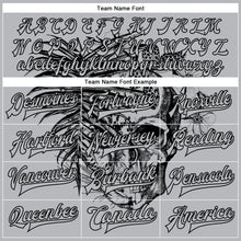 Загрузить изображение в средство просмотра галереи, Custom Gray Black Tropical Plant Leopard Skull Fashion 3D Bomber Full-Snap Varsity Letterman Two Tone Jacket