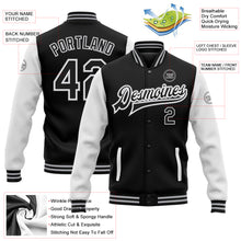 Загрузить изображение в средство просмотра галереи, Custom Black White-Gray Bomber Full-Snap Varsity Letterman Two Tone Jacket