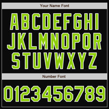 Charger l'image dans la galerie, Custom Black Neon Green-White Bomber Full-Snap Varsity Letterman Two Tone Jacket