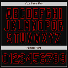 Загрузить изображение в средство просмотра галереи, Custom Black Red Bomber Full-Snap Varsity Letterman Two Tone Jacket