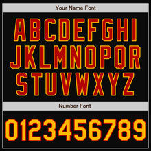 Charger l'image dans la galerie, Custom Black Gold-Red Bomber Full-Snap Varsity Letterman Two Tone Jacket