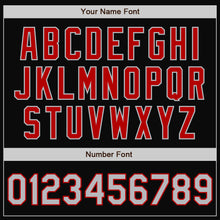 Charger l'image dans la galerie, Custom Black Gray-Red Bomber Full-Snap Varsity Letterman Two Tone Jacket