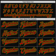 Charger l'image dans la galerie, Custom Black Neon Green-Red Bomber Full-Snap Varsity Letterman Two Tone Jacket