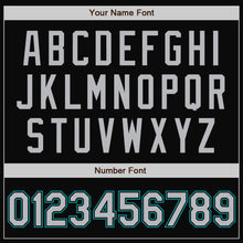 Charger l'image dans la galerie, Custom Black Gray-Teal Bomber Full-Snap Varsity Letterman Two Tone Jacket