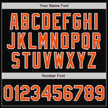 Charger l'image dans la galerie, Custom Black Orange-White Bomber Full-Snap Varsity Letterman Two Tone Jacket