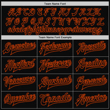 Charger l'image dans la galerie, Custom Black Orange Bomber Full-Snap Varsity Letterman Two Tone Jacket