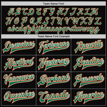 Charger l'image dans la galerie, Custom Black Orange-Kelly Green Bomber Full-Snap Varsity Letterman Two Tone Jacket