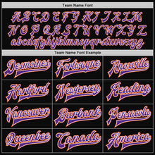 Charger l'image dans la galerie, Custom Black Orange-Purple Bomber Full-Snap Varsity Letterman Two Tone Jacket