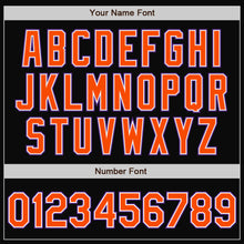 Charger l'image dans la galerie, Custom Black Orange-Purple Bomber Full-Snap Varsity Letterman Two Tone Jacket