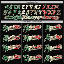 Charger l'image dans la galerie, Custom Black Vintage Mexican Flag Cream Kelly Green-Red Bomber Full-Snap Varsity Letterman Two Tone Jacket