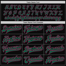 Charger l'image dans la galerie, Custom Black Kelly Green-Pink Bomber Full-Snap Varsity Letterman Two Tone Jacket