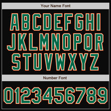 Charger l'image dans la galerie, Custom Black Kelly Green-Orange Bomber Full-Snap Varsity Letterman Two Tone Jacket