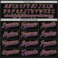 Charger l'image dans la galerie, Custom Black Purple-Old Gold Bomber Full-Snap Varsity Letterman Two Tone Jacket