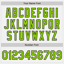 Load image into Gallery viewer, Custom White Neon Green-Black Bomber Full-Snap Varsity Letterman Two Tone Jacket