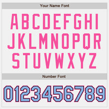 Load image into Gallery viewer, Custom White Light Blue-Pink Bomber Full-Snap Varsity Letterman Two Tone Jacket