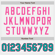 Load image into Gallery viewer, Custom White Aqua-Pink Bomber Full-Snap Varsity Letterman Two Tone Jacket