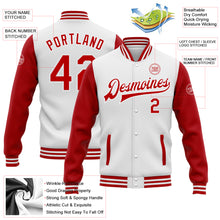 Load image into Gallery viewer, Custom White Red Bomber Full-Snap Varsity Letterman Two Tone Jacket