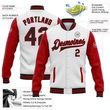 Загрузить изображение в средство просмотра галереи, Custom White Black-Red Bomber Full-Snap Varsity Letterman Two Tone Jacket