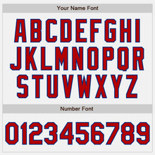 Load image into Gallery viewer, Custom White Red-Royal Bomber Full-Snap Varsity Letterman Two Tone Jacket