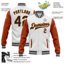 Загрузить изображение в средство просмотра галереи, Custom White Black-Texas Orange Bomber Full-Snap Varsity Letterman Two Tone Jacket