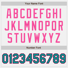 Load image into Gallery viewer, Custom White Teal Black-Pink Bomber Full-Snap Varsity Letterman Two Tone Jacket