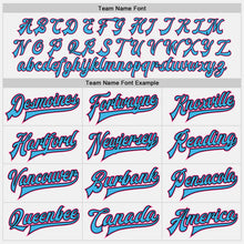 Загрузить изображение в средство просмотра галереи, Custom White Sky Blue Black-Pink Bomber Full-Snap Varsity Letterman Two Tone Jacket