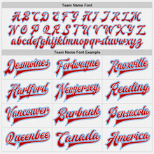 Загрузить изображение в средство просмотра галереи, Custom White Powder Blue-Red Bomber Full-Snap Varsity Letterman Two Tone Jacket