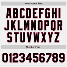 Load image into Gallery viewer, Custom White Black-Crimson Bomber Full-Snap Varsity Letterman Two Tone Jacket