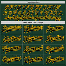 Laden Sie das Bild in den Galerie-Viewer, Custom Green Gold-Black Bomber Full-Snap Varsity Letterman Two Tone Jacket