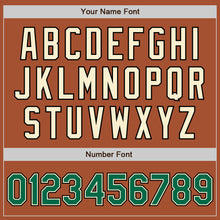 Load image into Gallery viewer, Custom Texas Orange Kelly Green Cream-Black Bomber Full-Snap Varsity Letterman Two Tone Jacket