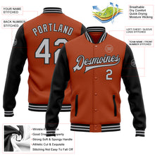 Load image into Gallery viewer, Custom Texas Orange Gray-Black Bomber Full-Snap Varsity Letterman Two Tone Jacket