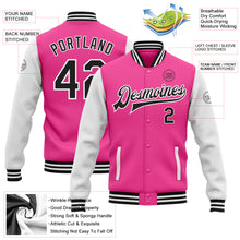 Load image into Gallery viewer, Custom Pink Black-White Bomber Full-Snap Varsity Letterman Two Tone Jacket
