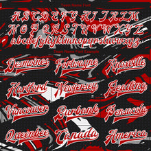 Laden Sie das Bild in den Galerie-Viewer, Custom Figure Red-Black 3D Pattern Design Bomber Full-Snap Varsity Letterman Jacket