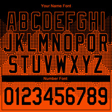 Laden Sie das Bild in den Galerie-Viewer, Custom Orange Black 3D Pattern Design Bomber Full-Snap Varsity Letterman Jacket