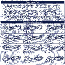 Laden Sie das Bild in den Galerie-Viewer, Custom White Navy 3D Pattern Design Bomber Full-Snap Varsity Letterman Jacket