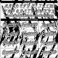 Laden Sie das Bild in den Galerie-Viewer, Custom White Black 3D Pattern Design Bomber Full-Snap Varsity Letterman Jacket