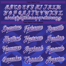 Laden Sie das Bild in den Galerie-Viewer, Custom Royal Purple-Orange 3D Pattern Design Bomber Full-Snap Varsity Letterman Jacket